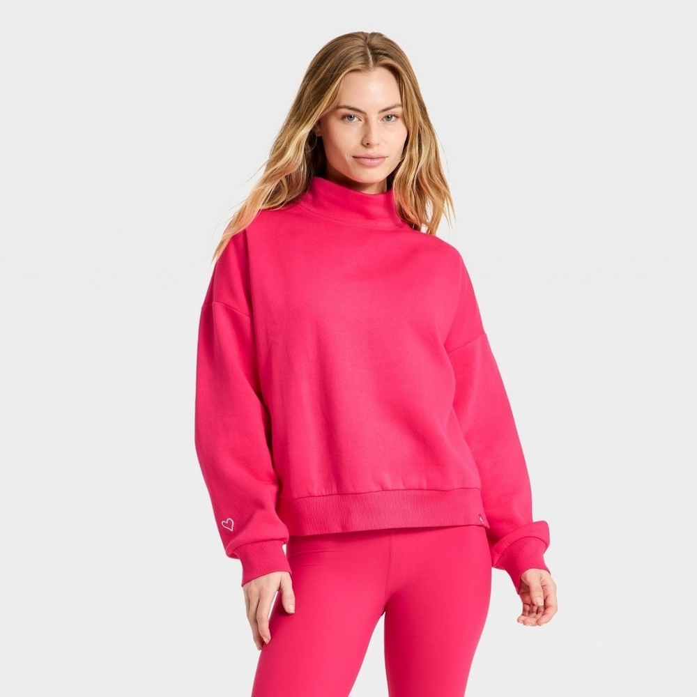 JoyLab Women's Valentine's Day Mock Neck Sweatshirt